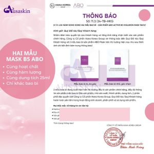 Mặt Nạ Dưỡng Ẩm ABO 25ml - HA, Rau Má, B5 Giúp Cấp Ẩm, Phục Hồi Và Làm Dịu Da - Active B5 Hyaluron Mask Pack