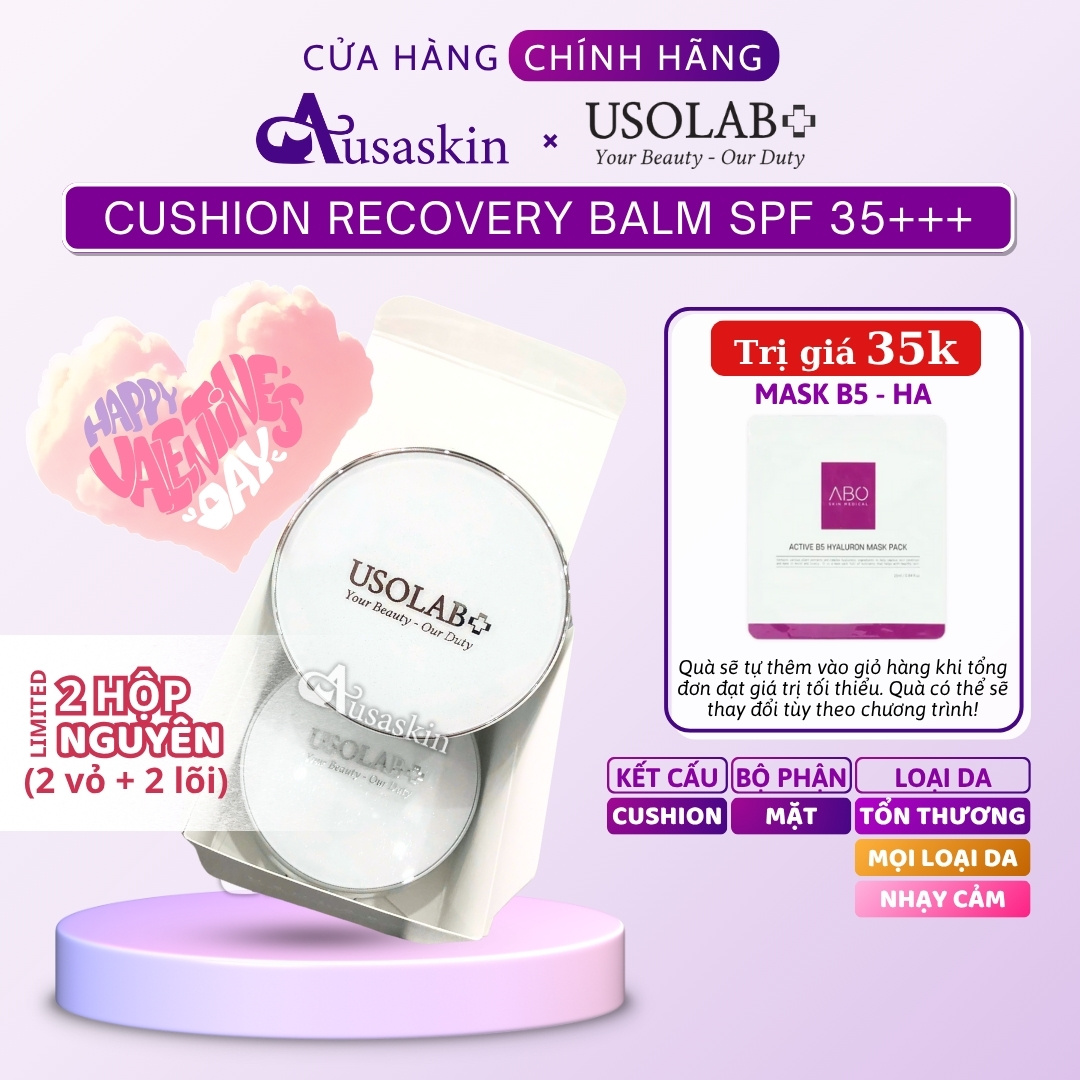 Kem Nền USOLAB Cushion Che Khuyết Điểm Cho Da Nhạy Cảm Phục Hồi Da 2 Lõi 30g Recovery Balm SPF 35+++