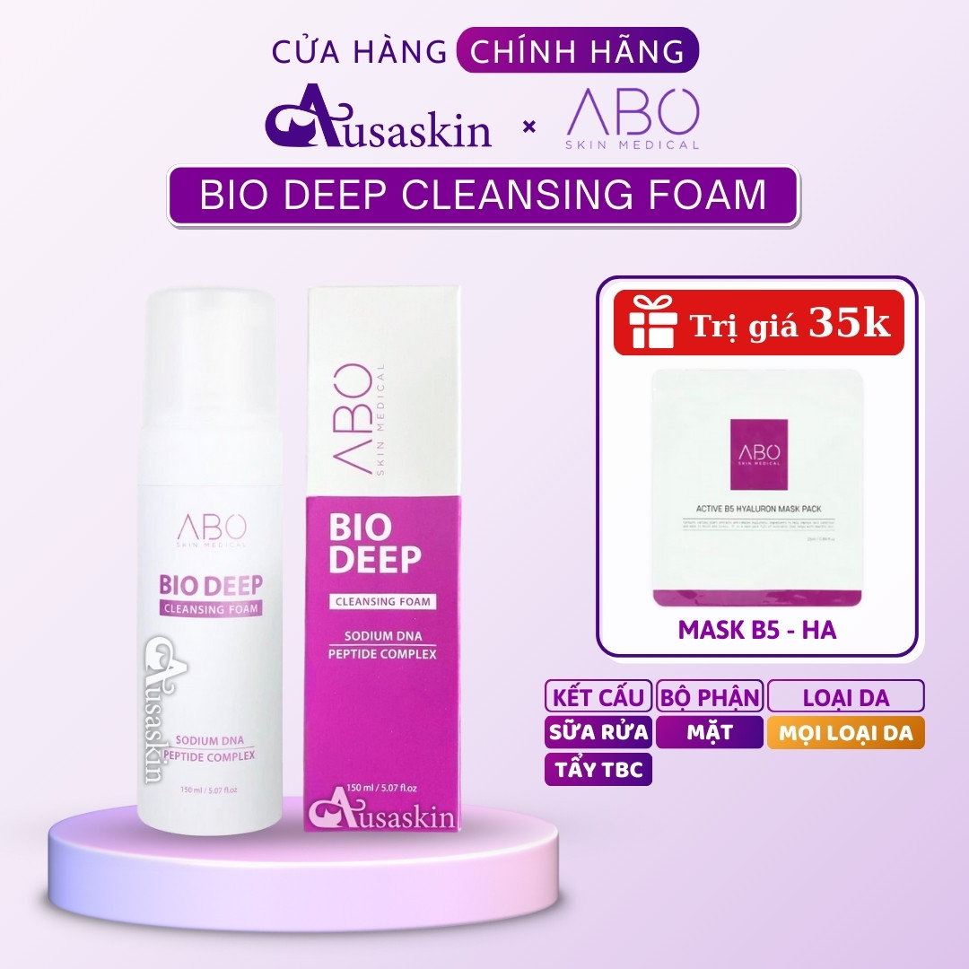 Sữa Rửa mặt ABO 150ml Tế Bào Gốc B5 HA Chống Lão Hóa, Dưỡng Ẩm, Phục Hồi Da Bio Deep Cleansing Foam