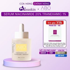 Tinh Chất Serum Trắng Da ABO 30ml Niacinamide 20% Tranexamic Acid 1% Mờ Nám Tàn Nhang, Sáng Da, Giảm Thâm Mụn Ampoule