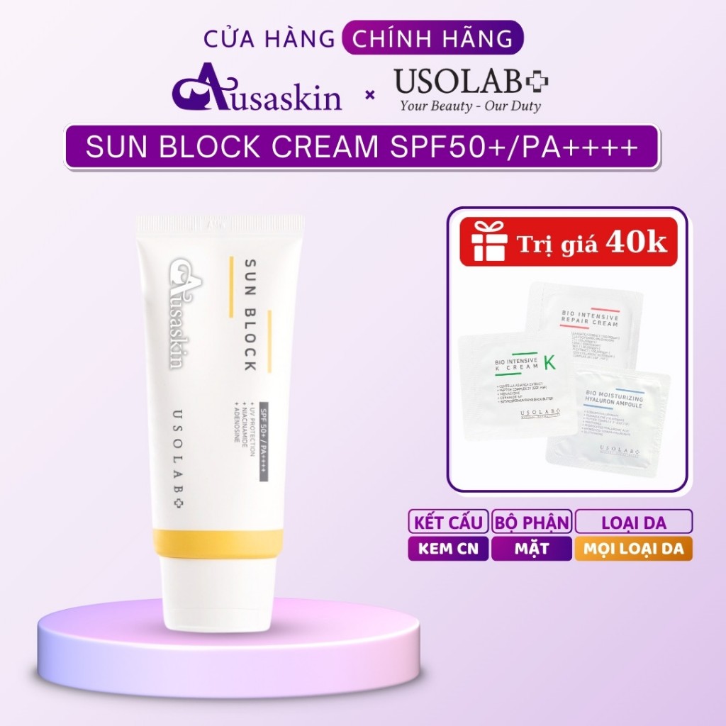 Kem Chống Nắng Dưỡng Trắng USOLAB 50g Cho Mọi Loại Da Sun Block Cream SPF50+/PA++++