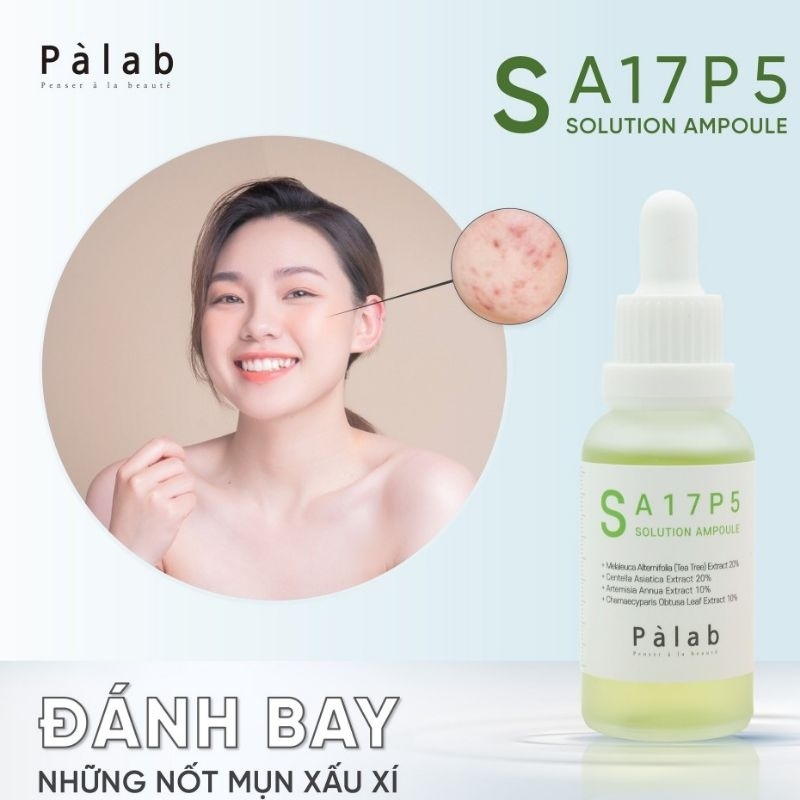 Tinh Chất Serum Giảm Dầu Mụn PALAB 30ml Từ Tràm Trà, Rau Má, Ngải Cứu, Niacinamide - S A17P5 Solution Ampoule - Ảnh 3