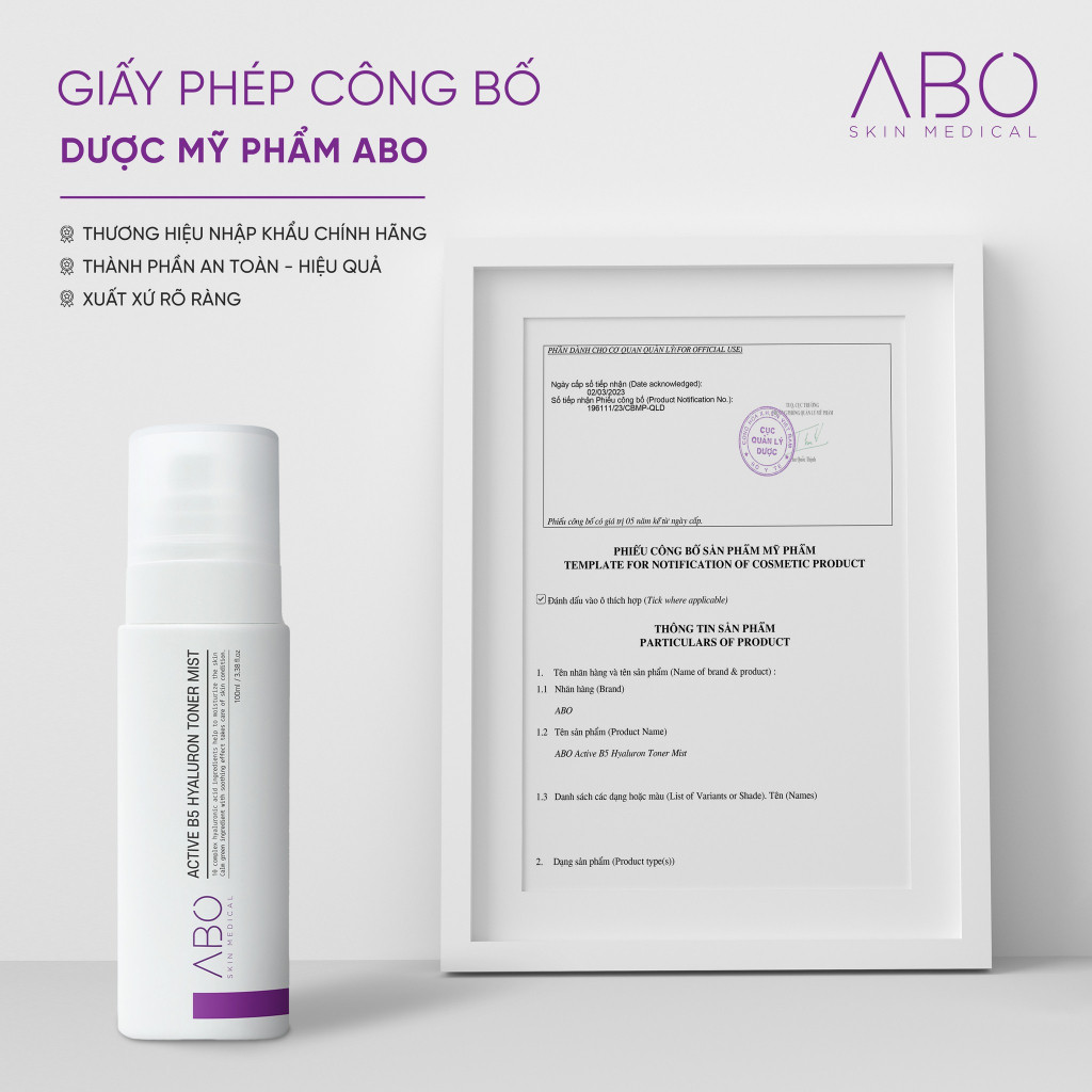 Xịt Khoáng Toner HA B5 ABO 100ml Cấp Ẩm, Phục Hồi Da Active B5 Hyaluron Toner Mist - Hyaluronic Acid & Vitamin B5 - Ảnh 3