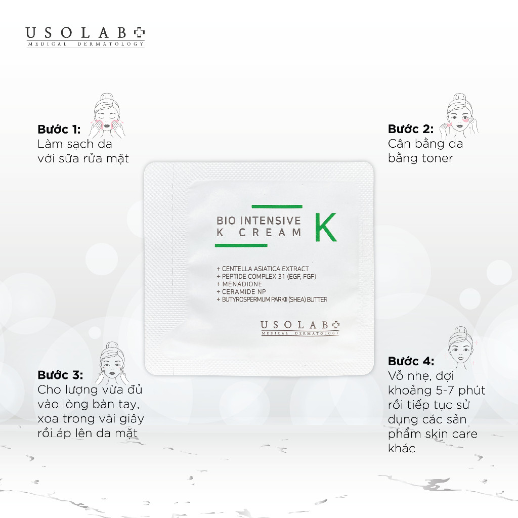 Sample Kem K USOLAB 1.2ml Làm Dịu, Phục Hồi Da Sau Xâm Lấn Tổn Thương - Ảnh 7