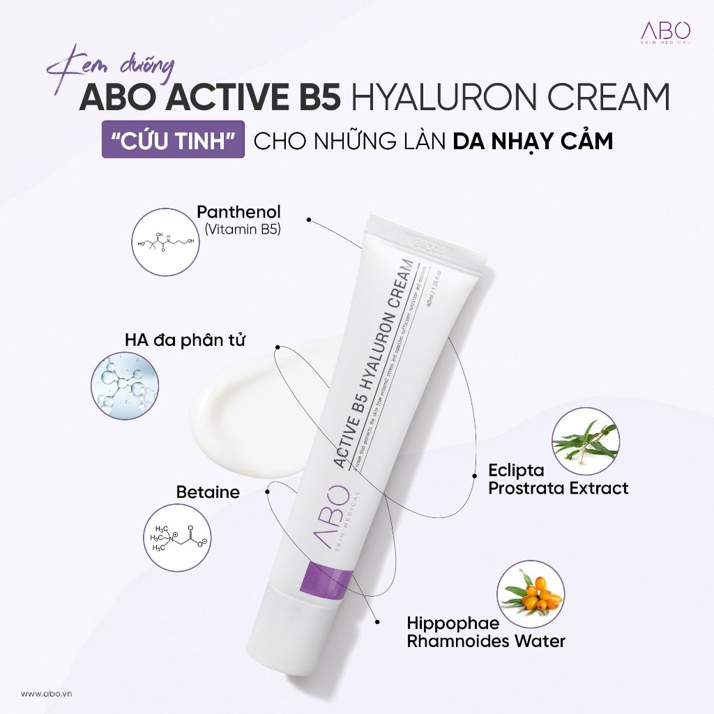 Kem Dưỡng Ẩm B5 HA ABO 40ml Cấp Ẩm, Phục Hồi Và Làm Dịu Da - Vitamin B5 Và Hyaluronic Acid - Active B5 Hyaluron Cream - Ảnh 4