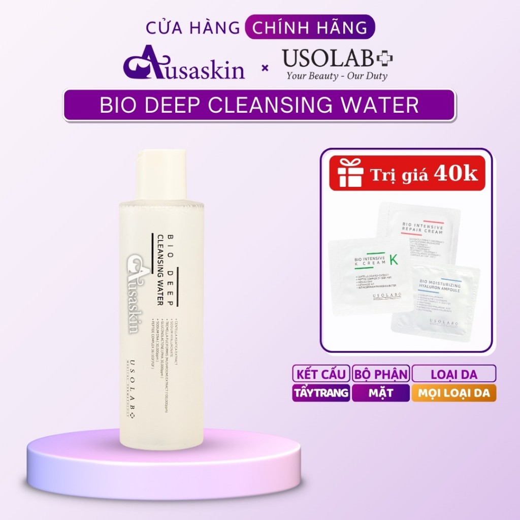 Nước Tẩy Trang USOLAB 200ml Bio Deep Cleansing Water Giúp Làm Sạch Sâu, Mềm Mịn Cho Mọi Loại Da