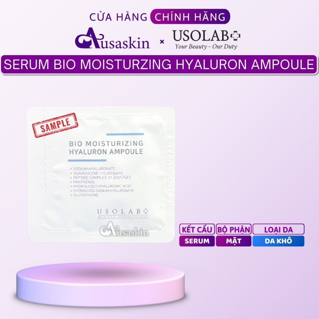 Sample Tinh Chất Serum Dưỡng Ẩm Da 1.2ml USOLAB Bio Moisturizing Hyaluron Ampoule