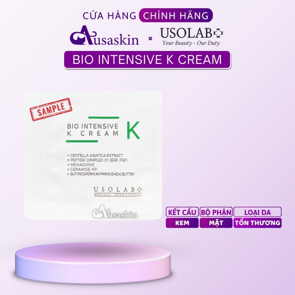 Sample Kem K USOLAB 1.2ml Làm Dịu, Phục Hồi Da Sau Xâm Lấn Tổn Thương