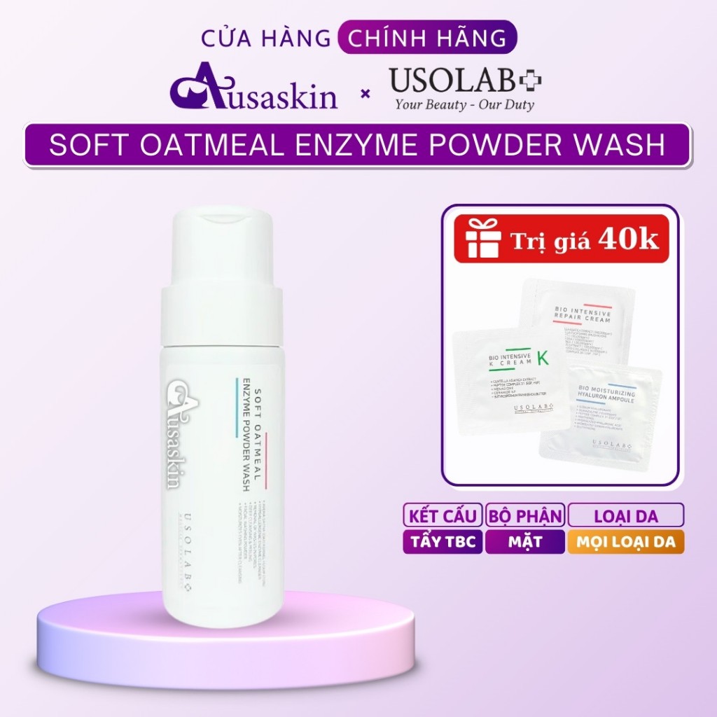 Bột Tẩy Tế Bào Chết Da Mặt Yến Mạch USOLAB 50g - Soft Oatmeal Enzyme Powder Wash