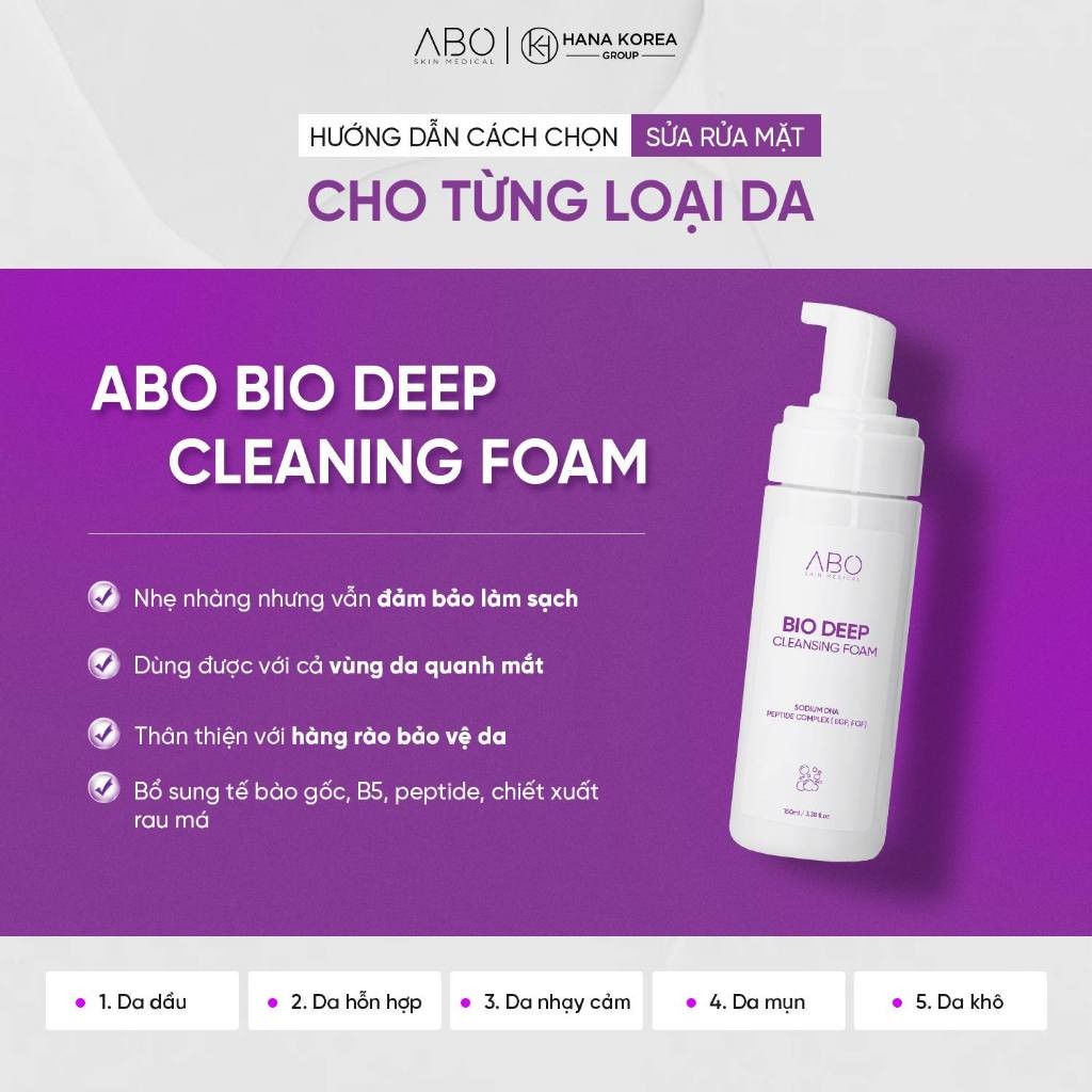 Sữa Rửa mặt ABO 150ml B5 HA Dưỡng Ẩm, Phục Hồi Da Bio Deep Cleansing Foam - Ảnh 3