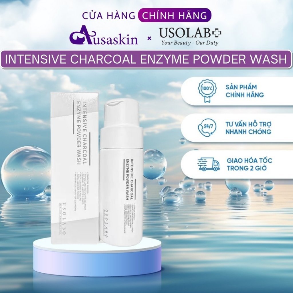 Bột Tẩy Tế Bào Chết Than Hoạt Tính Cho Dầu Mụn USOLAB 50g - Soft Charcoal Enzyme Powder Wash Hút Bã Nhờn Tốt - Ảnh 2