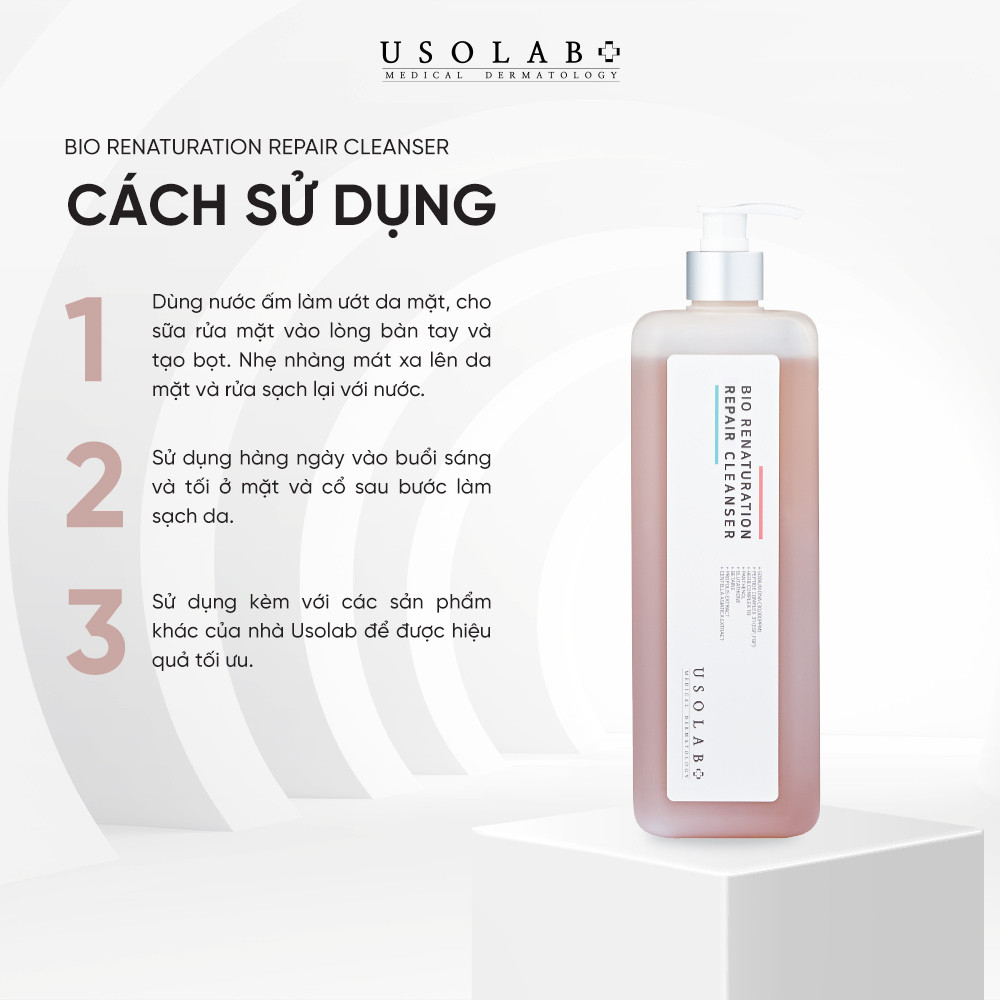 Sữa Rửa Mặt Cho Da Lão Hóa Nhạy Cảm USOLAB 1000ml Bio Renaturation Repair Cleanser - Ảnh 4