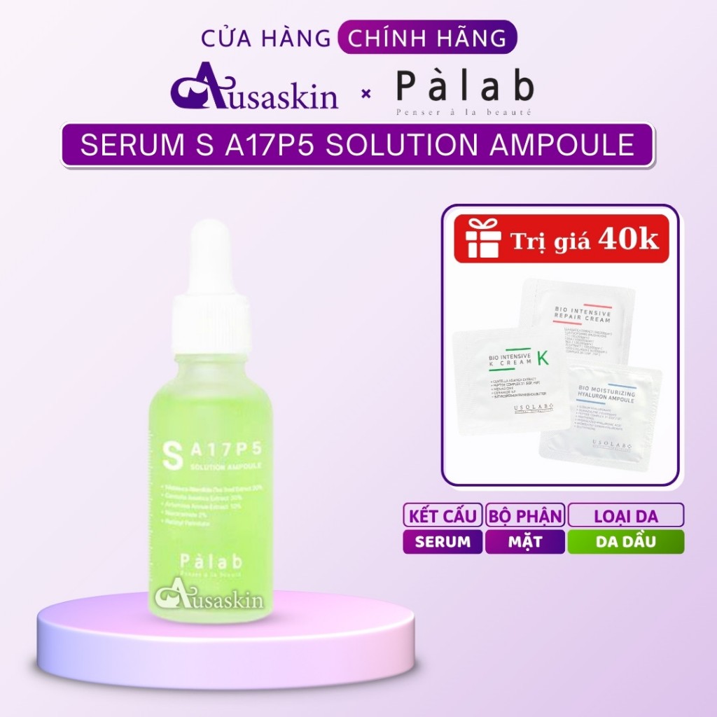 Tinh Chất Serum Giảm Dầu Mụn PALAB 30ml Từ Tràm Trà, Rau Má, Ngải Cứu, Niacinamide - S A17P5 Solution Ampoule