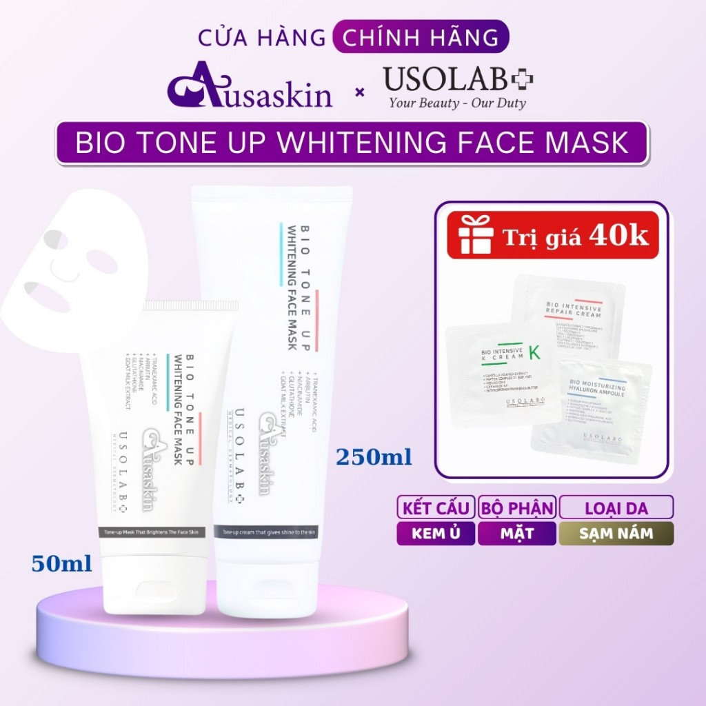 Kem Ủ Trắng Mặt USOLAB Mờ Thâm Nám Bio Tone Up Whitening Face Mask
