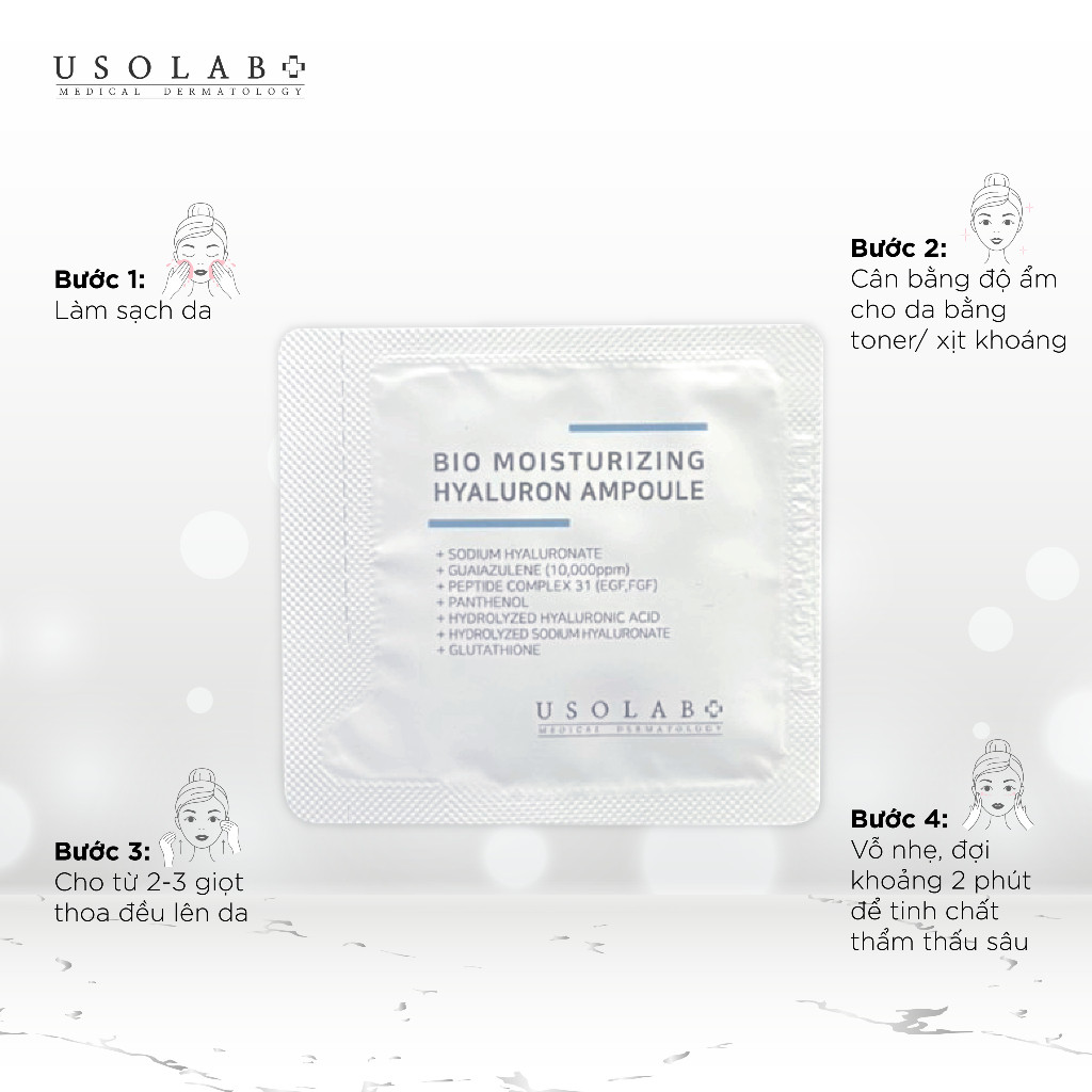 Sample Tinh Chất Serum Dưỡng Ẩm Da 1.2ml USOLAB Bio Moisturizing Hyaluron Ampoule - Ảnh 4
