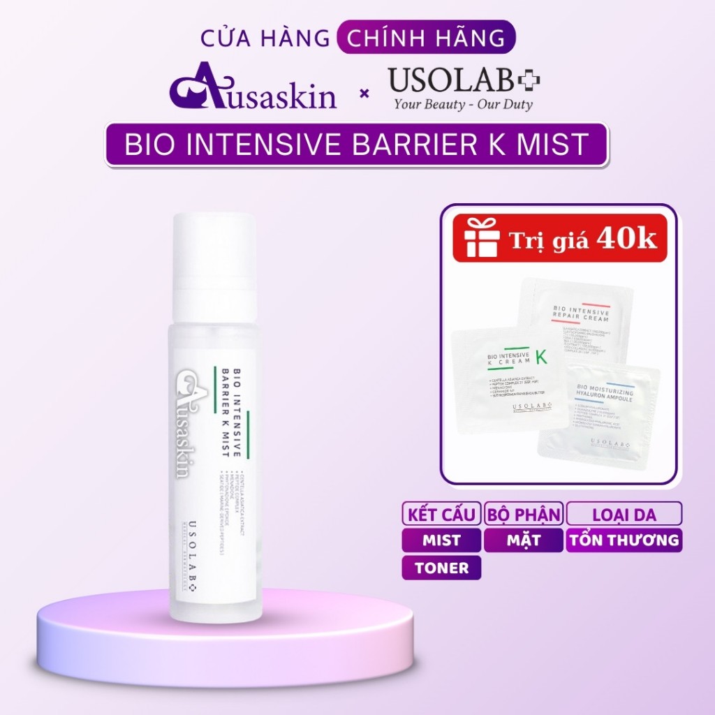 Xịt Khoáng Toner USOLAB 150ml Dịu Da, Phục Hồi Da Sau Tổn Thương Bio Intensive Barrier K Mist