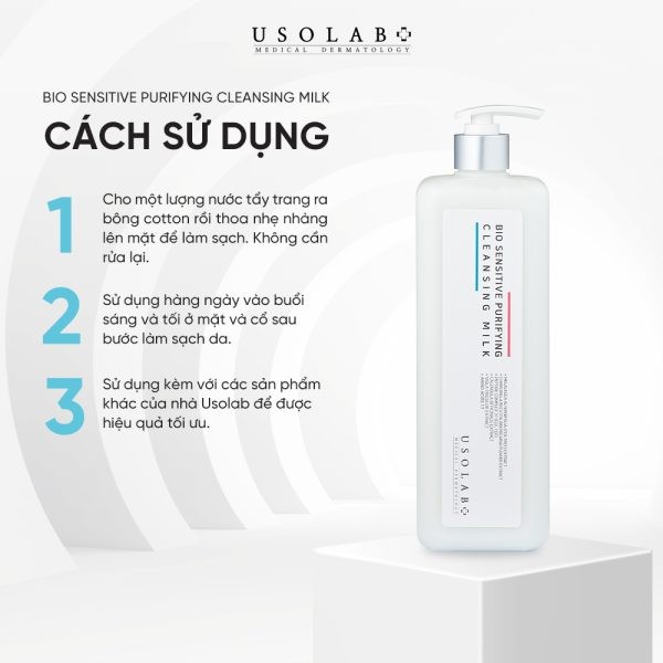 Sữa Tẩy Trang Cho Da Dầu Mụn USOLAB 1000ml Salon Care Bio Sensitive Purifying Cleansing Milk - Ảnh 4