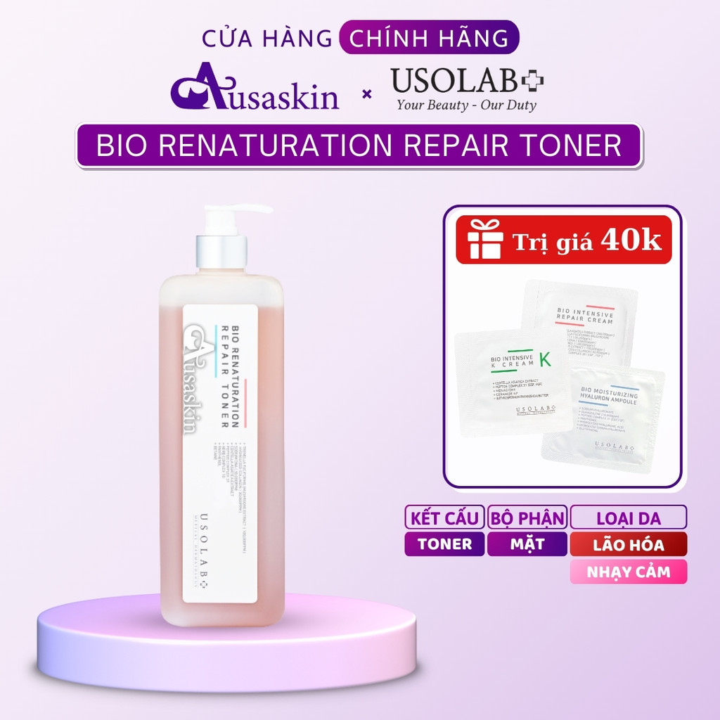 Nước Hoa Hồng Cho Da Lão Hóa Nhạy Cảm USOLAB 1000ml Bio Renaturation Repair Toner