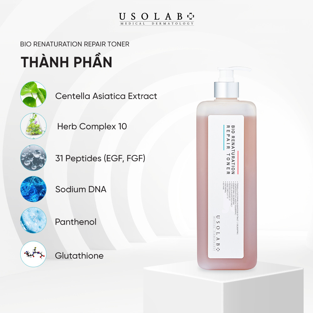 Nước Hoa Hồng Cho Da Lão Hóa Nhạy Cảm USOLAB 1000ml Bio Renaturation Repair Toner - Ảnh 3