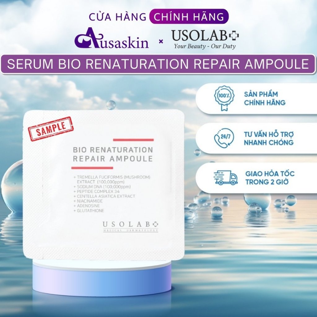 Sample Tinh Chất Serum 1.2ml USOLAB Phục Hồi Chống Lão Hóa Bio Renaturation Repair Ampoule - Ảnh 2