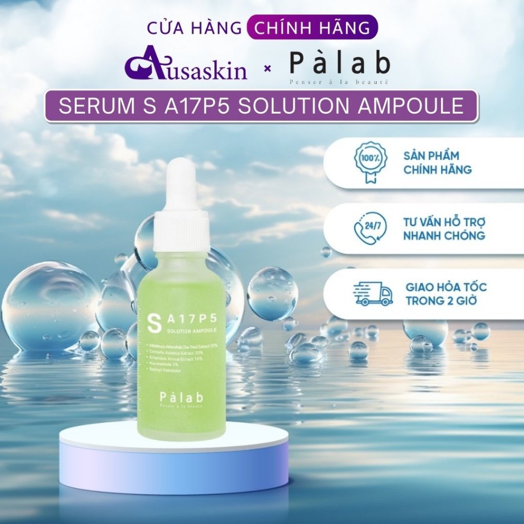 Tinh Chất Serum Giảm Dầu Mụn PALAB 30ml Từ Tràm Trà, Rau Má, Ngải Cứu, Niacinamide - S A17P5 Solution Ampoule - Ảnh 2