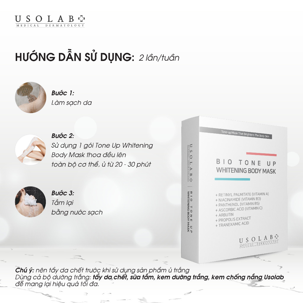 Kem Ủ Trắng Body USOLAB 5 Gói 100g Trắng Da, Bật Tone Bio Tone Up Whitening Body Mask - Ảnh 5