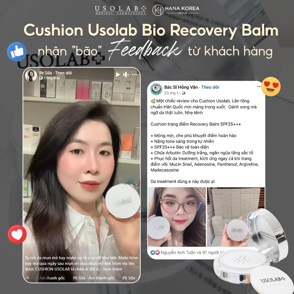 Kem Nền USOLAB Cushion Che Khuyết Điểm Cho Da Nhạy Cảm Phục Hồi Da 2 Lõi 30g Recovery Balm SPF 35+++ - Ảnh 4