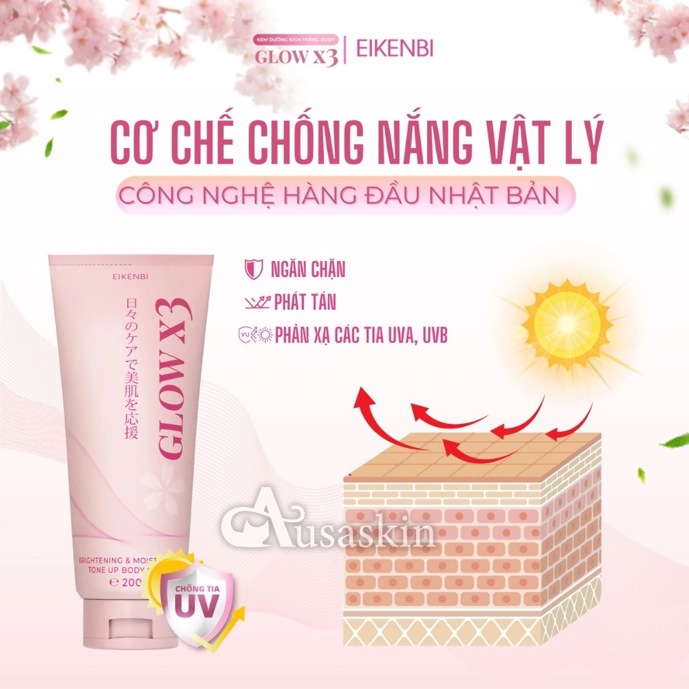 Kem Dưỡng Sáng Da Body Glow X3 Eikenbi 200g - Chính Hãng Nhật Bản - Ảnh 5